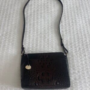 NWOT Brahmin Crossbody bag, Croc-embossed brown leather.